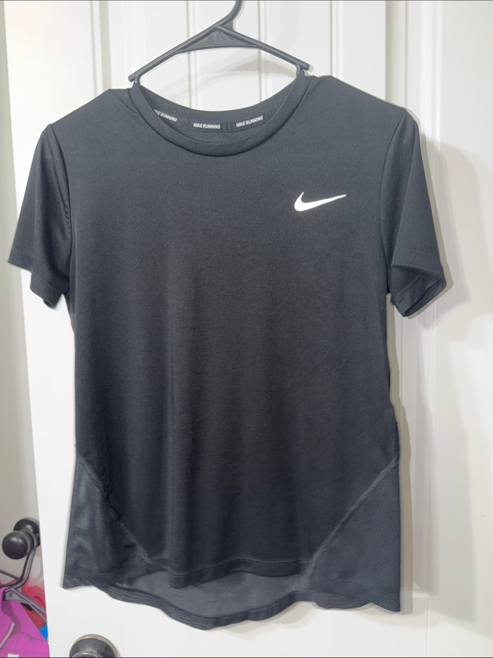 Nike Black Short-Sleeve Running Tee with mesh detail